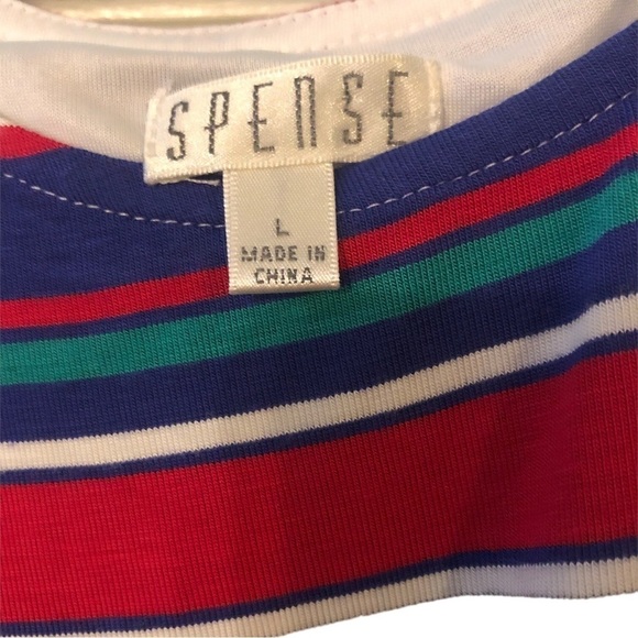 Spense Multi-Striped Sleeveless Maxi Ruched Side Summer Beachy Leisure Dress L - Picture 2 of 10